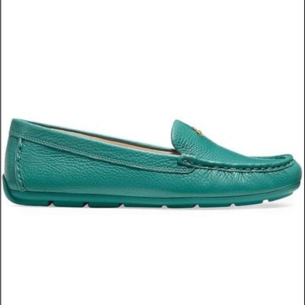Coach Women's Teal Leather Loafers - Picture 2 of 10